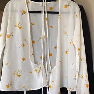 Aritzia flower print wrap blouse